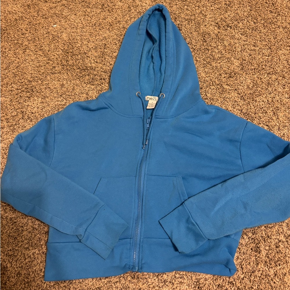 Rue21 Blue Cropped Hoodie